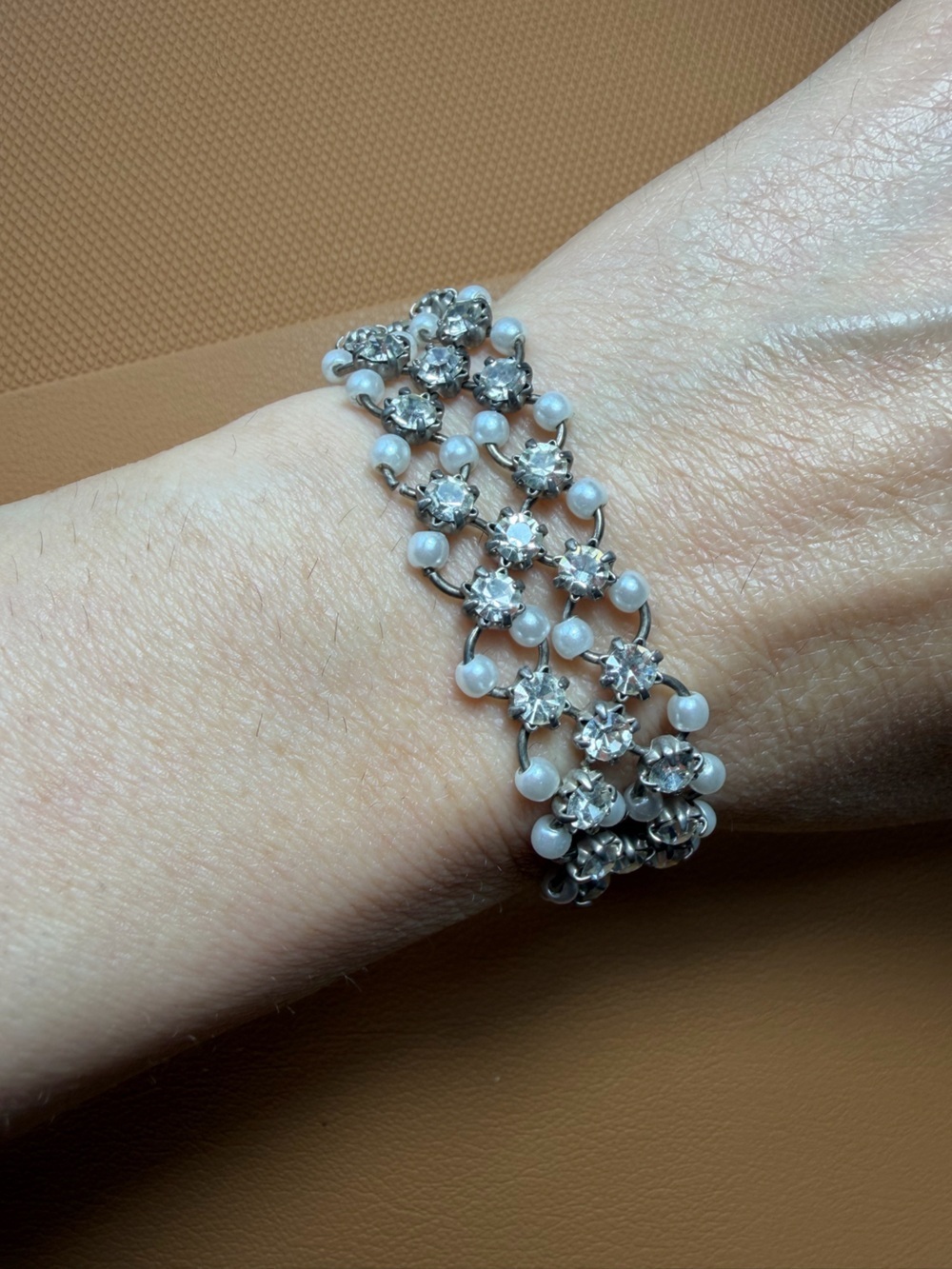 Claire's Pearl & Rhinestone Statement Bracelet